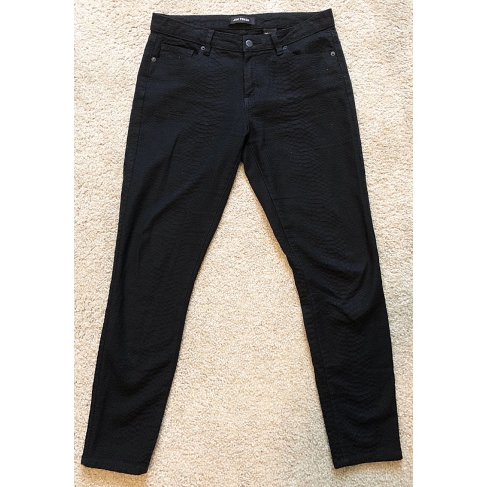 Joe Fresh Snake Skin Pattern Skinny Black Pants